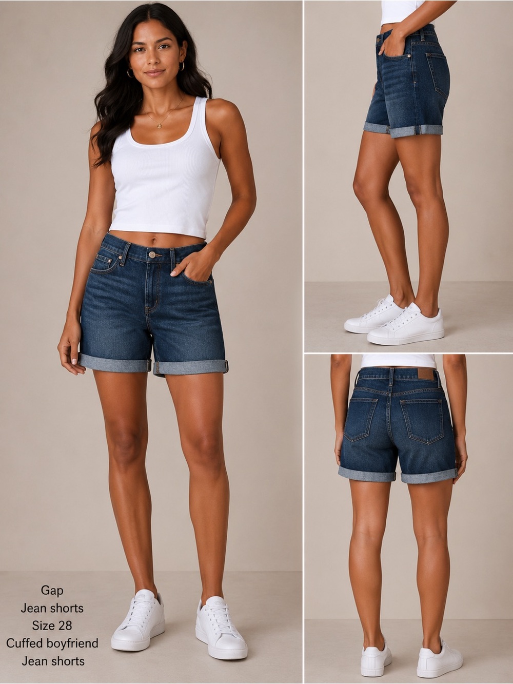 GAP Dark Blue Cuffed Boyfriend Jean Shorts